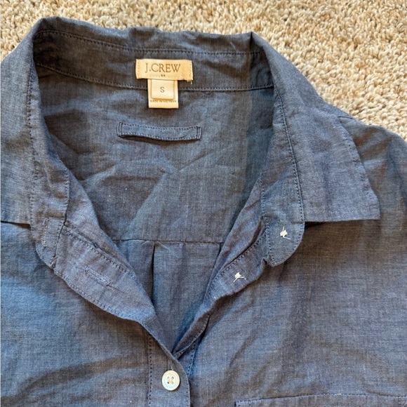J. Crew Popover tunic Denim-Style Button-Up Shirt Blue chambray Size Small - Picture 4 of 5